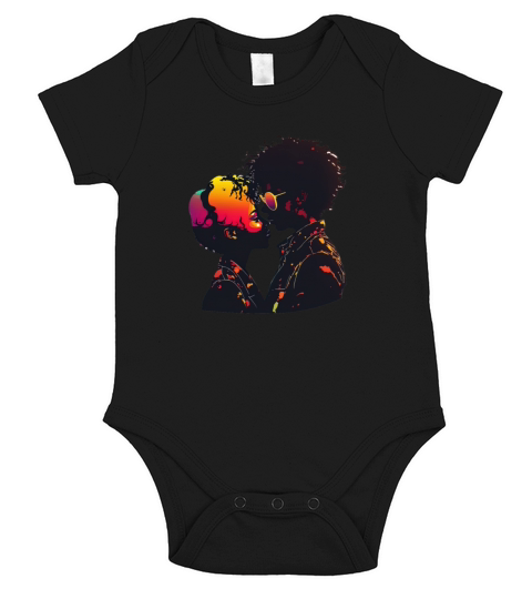 Colorful and Romantic African Couple Valentines Short Sleeve Baby One-Piece