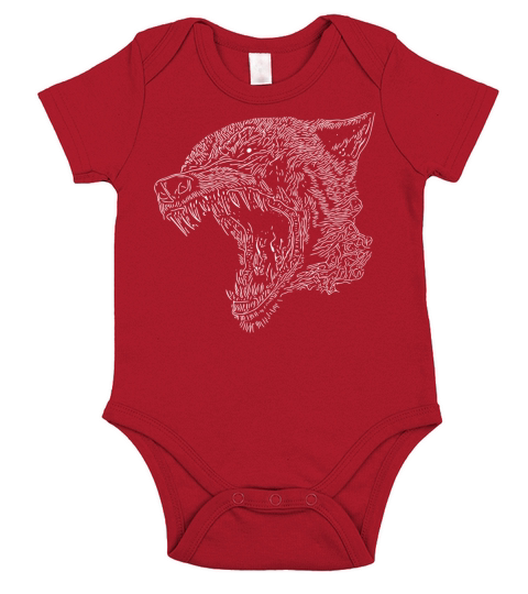 Creepy Vintage Halloween Wolf Portrait Short Sleeve Baby One-Piece