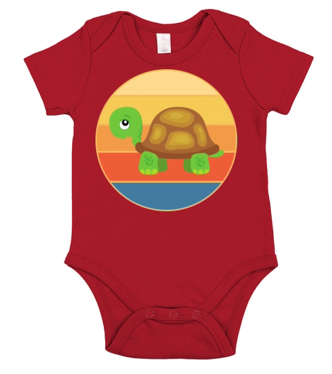 Cute Turtle Vintage Retro Sunset Marine Animal Short Sleeve Baby One-Piece