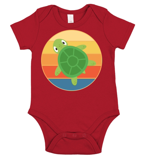 Cute Turtle Vintage Retro Sunset Marine Animal Short Sleeve Baby One-Piece