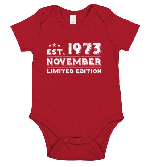 Est November 1973 - Birthday Present - Vintage Short Sleeve Baby One-Piece