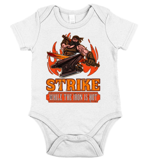 Forging Strike While The Iron Farrier Blacksmiths Short Sleeve Baby One-Piece
