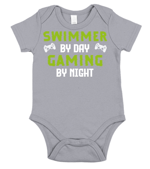 Funny Swimmer By Day Gamer By Night Cool Swimming Short Sleeve Baby One-Piece