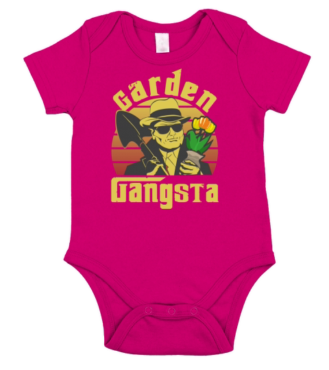 Garden Gangsta Funny Gardening Pun Vintage Gardene Short Sleeve Baby One-Piece