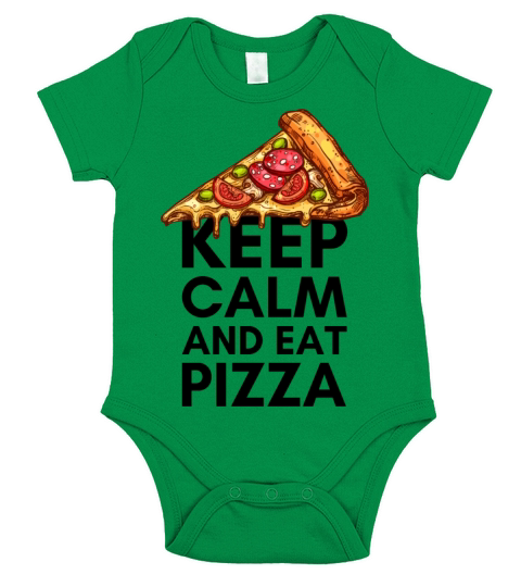 Keep Calm and Eat Pizza Short Sleeve Baby One-Piece