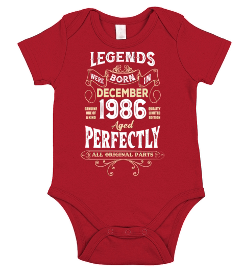 Legends Were Born In December 1986 Birthday Short Sleeve Baby One-Piece