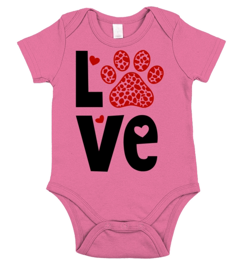 Love Red Paw Valentine Kitten Dog Gifts Lover Hear Short Sleeve Baby One-Piece