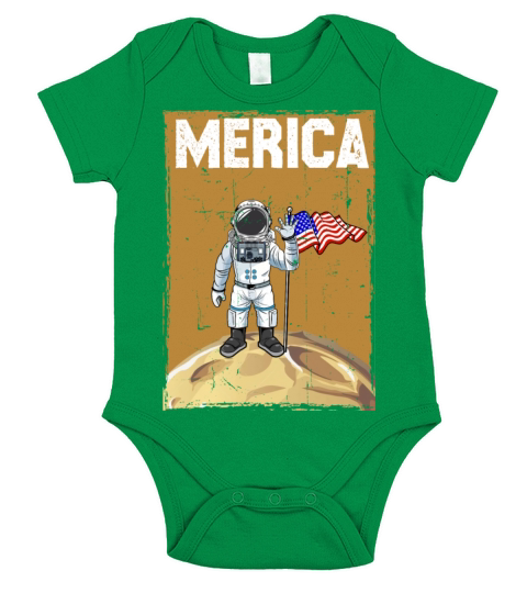 Merica 4th Of July American Flag Patriotic Space Short Sleeve Baby One-Piece