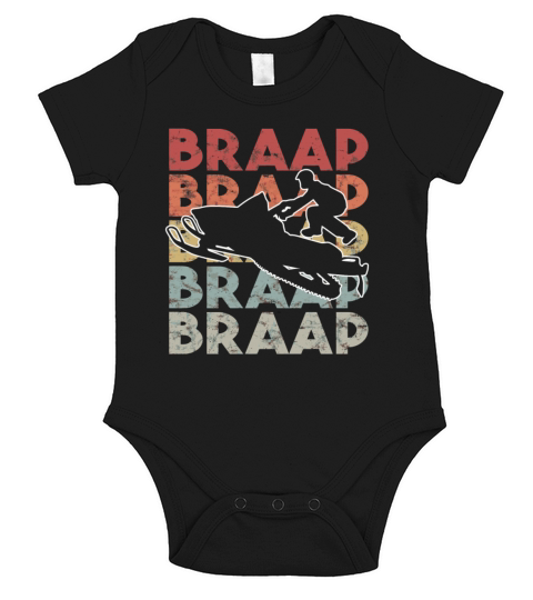 Vintage Braap Snowmobile I Retro Snow Sled Short Sleeve Baby One-Piece