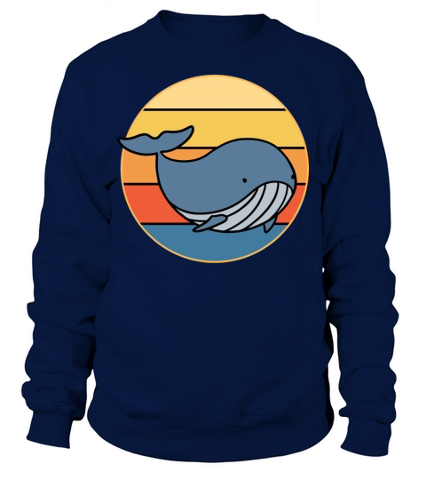 Cute Kawaii Whale Retro Sunset Vintage Ocean Sweatshirt Unisex
