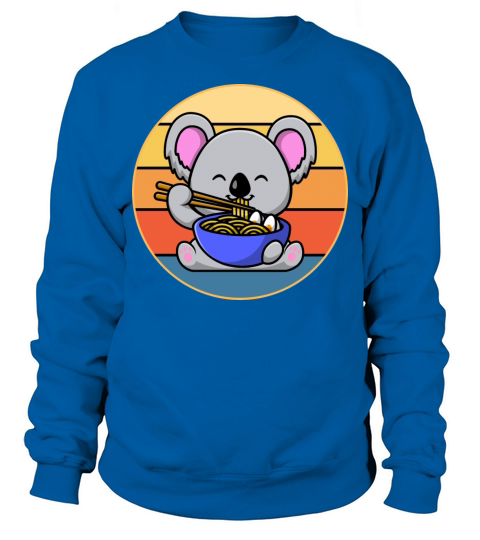Cute Koala Eating Ramen Vintage Retro Sunset Sweatshirt Unisex