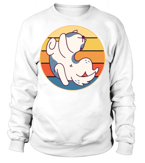 Funny Kawaii Cute Husky Dog Vintage Retro Sunset Sweatshirt Unisex