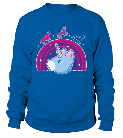 Kawaii Bisexual Pride Unicorn Bi Rainbow Sweatshirt Unisex