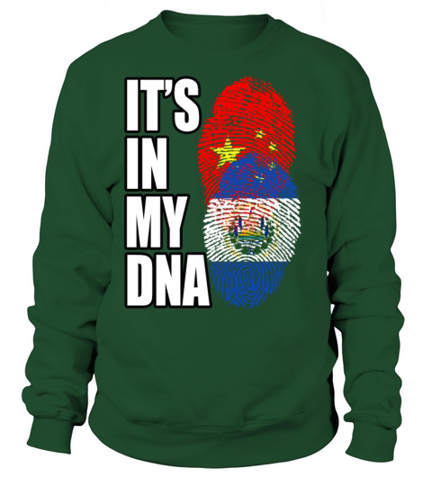 Salvadoran And Chinese Mix Heritage DNA Flag Sweatshirt Unisex
