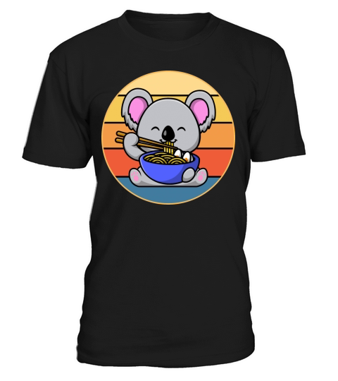 Cute Koala Eating Ramen Vintage Retro Sunset T-Shirt Unisex