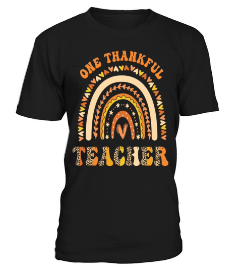 One Thankful Teacher Leopard Rainbow Groovy T-Shirt Unisex
