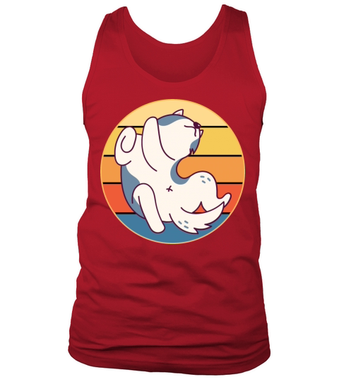 Funny Kawaii Cute Husky Dog Vintage Retro Sunset Tank Top Unisex