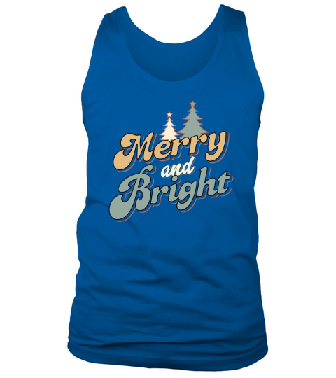 Merry and Bright Retro Christmas Shirts for Women Tank Top Unisex