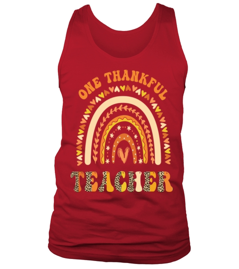 One Thankful Teacher Leopard Rainbow Groovy Tank Top Unisex