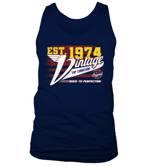 Vintage 1974 Year Of Birth 1974 US Flag Birthday Tank Top Unisex