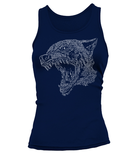 Creepy Vintage Halloween Wolf Portrait Tank top Woman