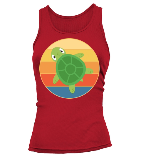 Cute Turtle Vintage Retro Sunset Marine Animal Tank top Woman