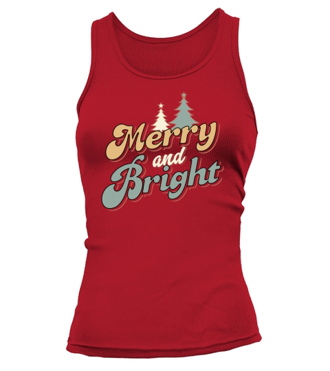 Merry and Bright Retro Christmas Shirts for Women Tank top Woman