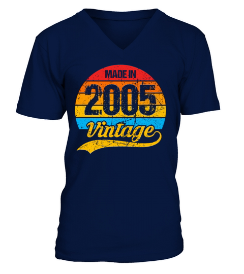 18 Years Vintage 2005 Retro 18th Birthday V-Neck T-shirt