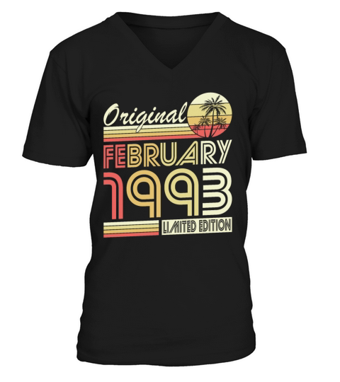 30th birthday vintage february 1993 original 1993 V-Neck T-shirt