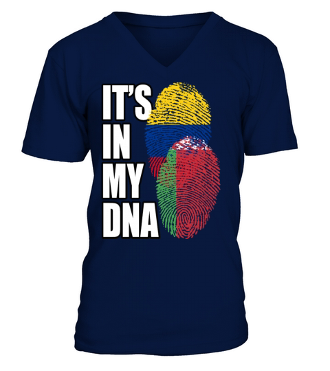 Belarusian And Colombian Mix Heritage DNA Flag V-Neck T-shirt