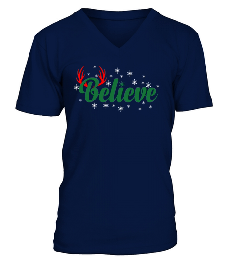 Believe Christmas day t shirt design V-Neck T-shirt