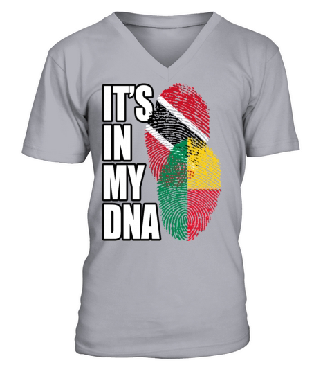 Beninese And Trinidad Tobago Mix Heritage DNA Flag V-Neck T-shirt