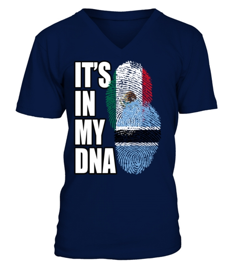 Botswana And Mexican Mix Heritage DNA Flag V-Neck T-shirt