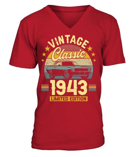 Classic 1943 80 Years Old Vintage 80th Birthday V-Neck T-shirt