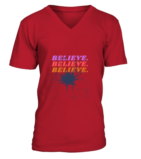 Colorful Retro Positivity Typography T Shirt V-Neck T-shirt