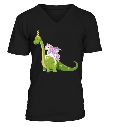 Dinosaur Unicorn V-Neck T-shirt