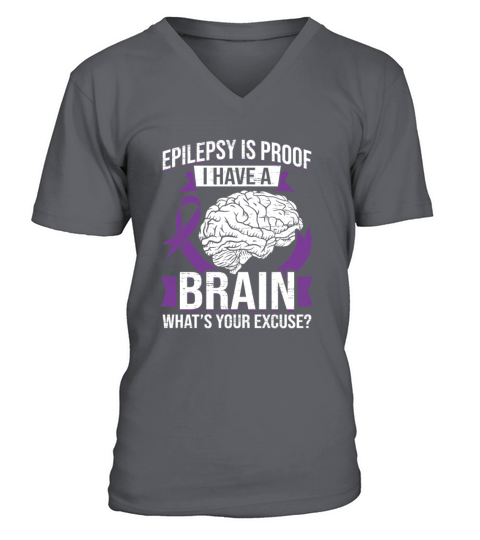 Epilepsy Brain Purple Ribbon Epileptic Epilepsy V-Neck T-shirt