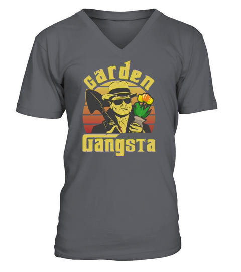 Garden Gangsta Funny Gardening Pun Vintage Gardene V-Neck T-shirt