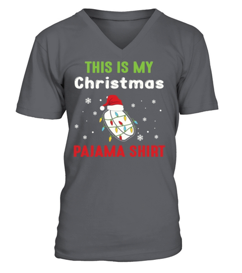 Hockey Puck Christrmas Pajama Santa V-Neck T-shirt