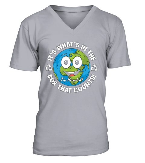 Recycling Its Whats In The Box Go Green Recycler V-Neck T-shirt