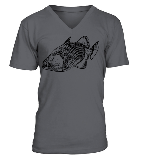 Smiling Triggerfish Vintage Style V-Neck T-shirt