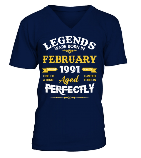 Vintage Aged To Perfection February 1991 V-Neck T-shirt