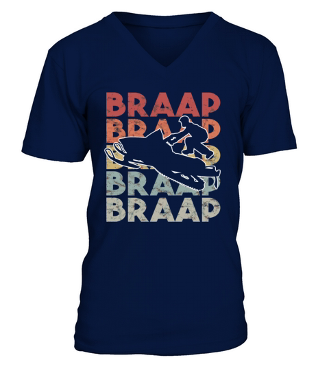 Vintage Braap Snowmobile I Retro Snow Sled V-Neck T-shirt