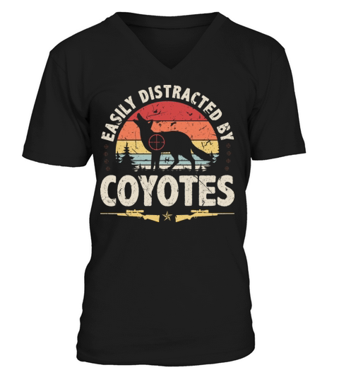 Yote Hunting Vintage Coyote Hunter V-Neck T-shirt