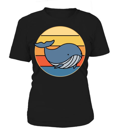 Cute Kawaii Whale Retro Sunset Vintage Ocean Women's T-Shirt