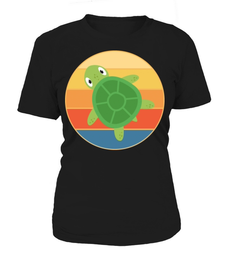 Cute Turtle Vintage Retro Sunset Marine Animal Women's T-Shirt