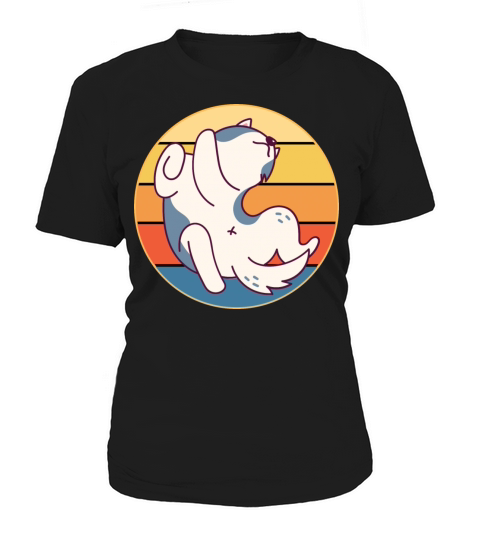 Funny Kawaii Cute Husky Dog Vintage Retro Sunset Women's T-Shirt