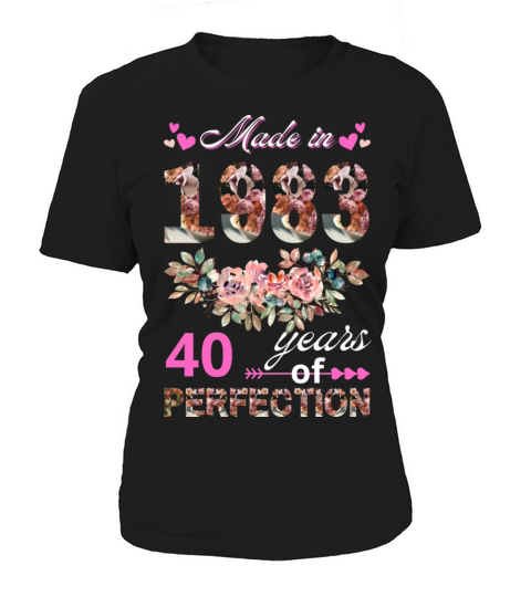 Made In 1983 Floral 40 Year Old 40th Birthday Women's T-Shirt