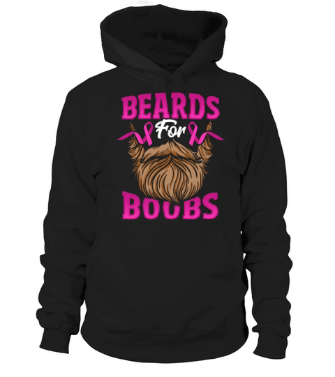 Beards For Boobs Breast Cancer Awareness Pink Hoodie Unisex