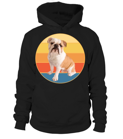 Bulldog Dog Breed Vintage Retro Sunset Hoodie Unisex